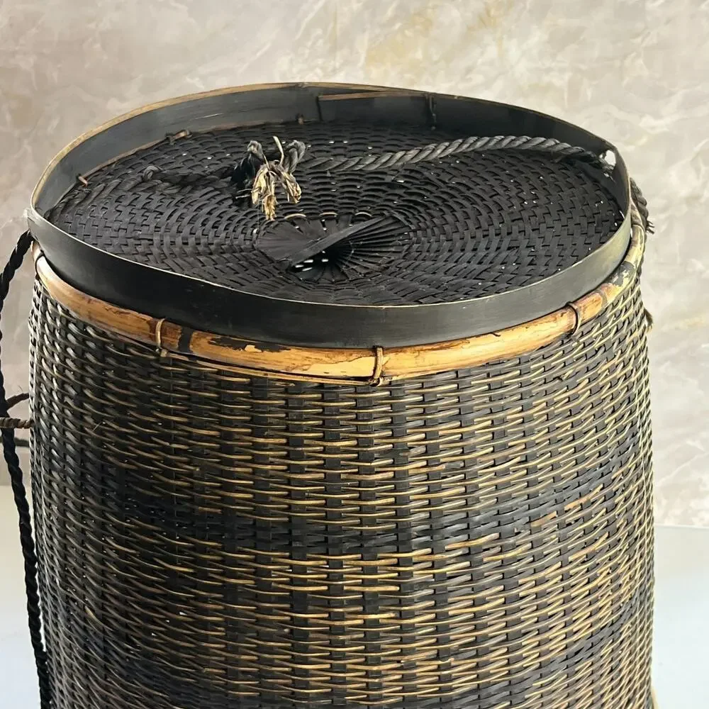 Vintage Thai Handicraft Tea Leaf Storage Basket Brown Backpack 16